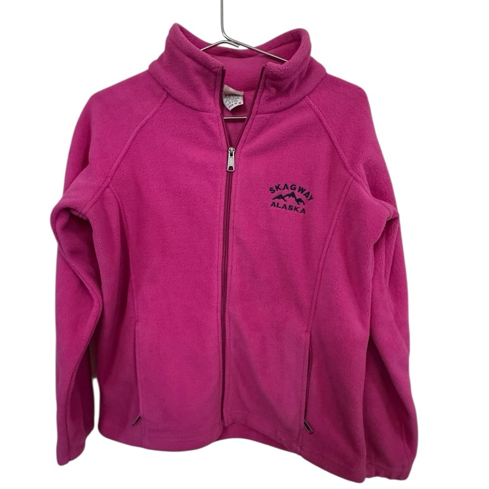 Skagway Alaska Full Zip Embroidered Warm Women’s M Pink Fleece Jacket Sweatshirt